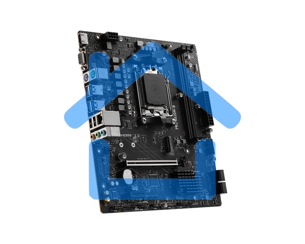 Материнская плата MSI PRO A620M-B, AM5, AMD A620, 2xDDR5, 4xSATA, 1xM.2 (PCIe 4.0 x4), 1xPCIe 4.0 x16, 1xPCIe 3.0 x1, 1xHDMI, 1xVGA, 1x2.5Gb LAN, 6xUSB-A 5Gbps, 6xUSB-A 2.0, 3x3.5 мм, 7.1, mATX