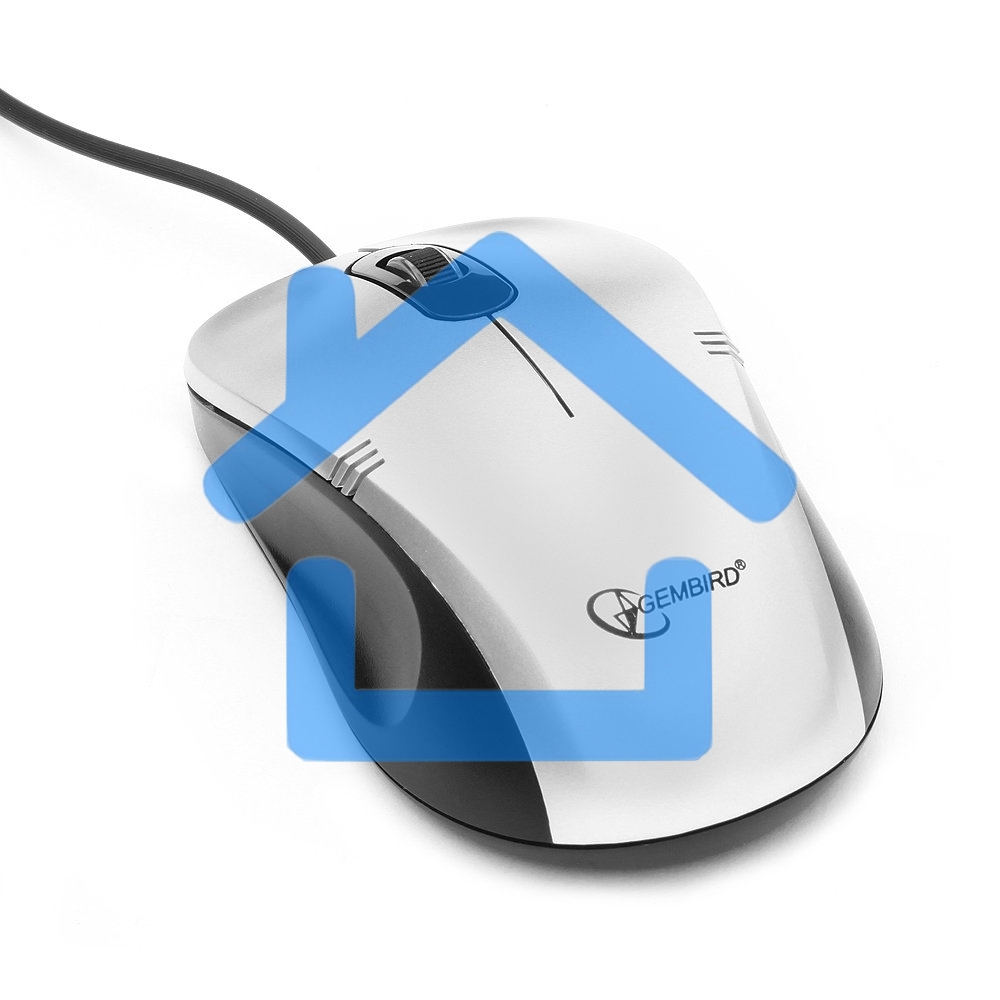 Мышь проводная Gembird MOP-100-S серебристый, 1000 dpi, USB, кнопки - 3