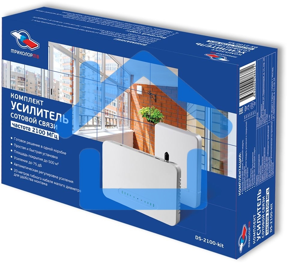 Усилитель сигнала Триколор DS-2100-kit 20м однодиапазонная белый (046/91/00050419)