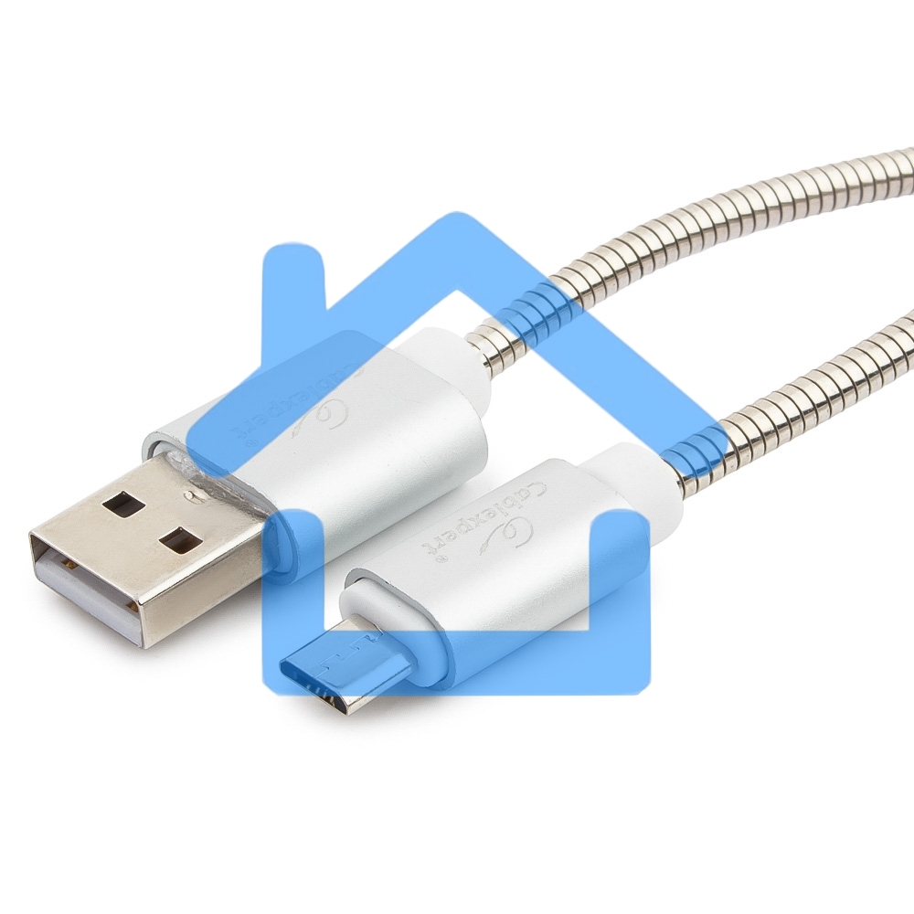 Кабель USB 2.0 Cablexpert CC-G-mUSB02S-1.8M, AM/microB, серия Gold, длина 1.8м, серебро, блистер