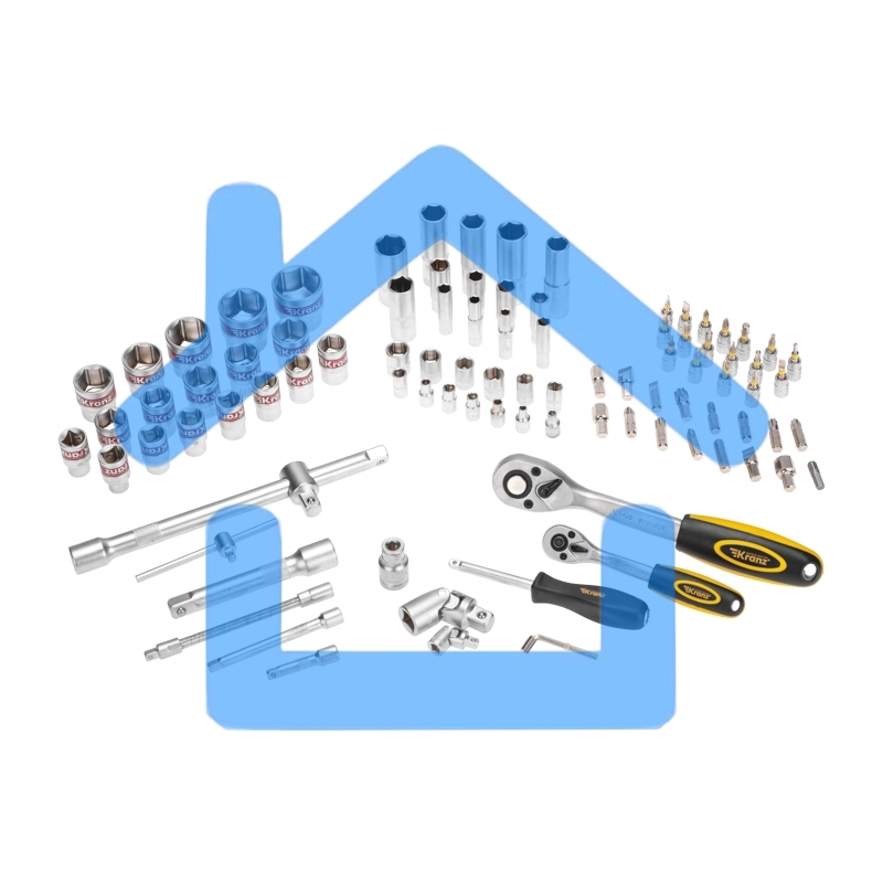 Набор инструментов, 1/2, 1/4, CrV, пластиковый кейс, 94 предмета KRANZ