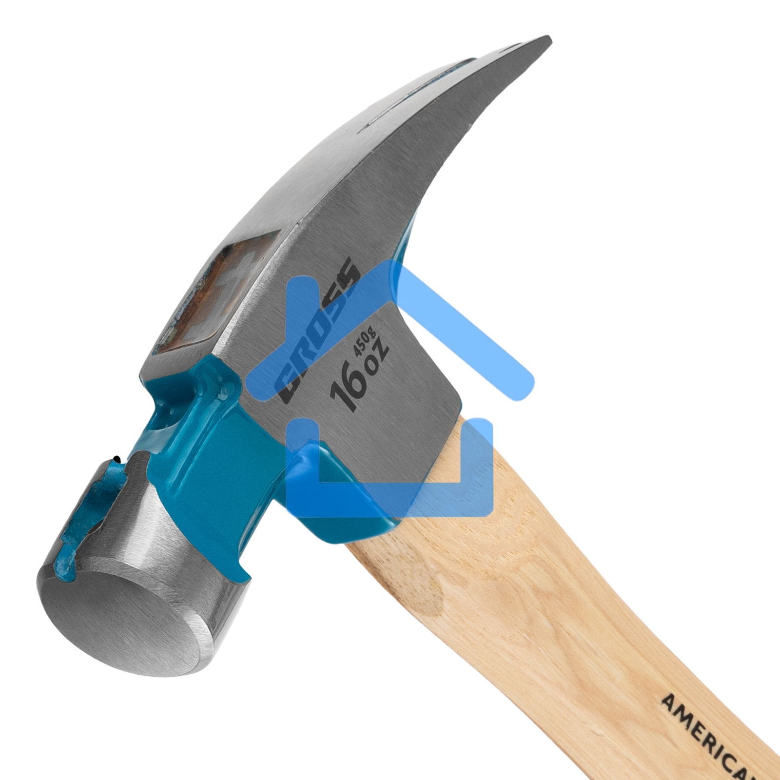 Молоток-гвоздодер GROSS American hickory 450г, угол 75, магнит, обрезиненная рукоятка 10418