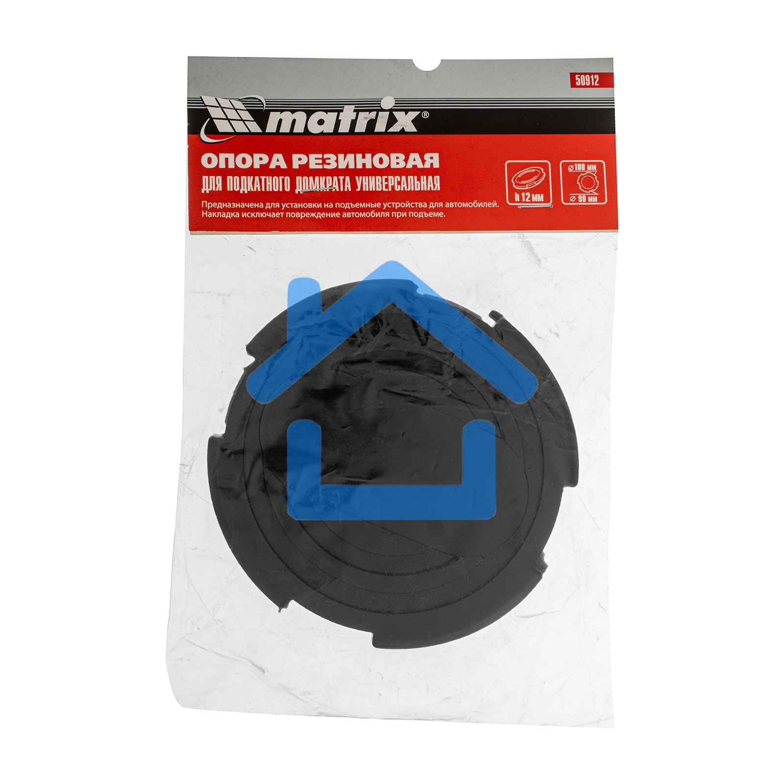Резиновая опора для подкатного домкрата универсальная, D=100 mm, d=90, H=12 mmMatrix