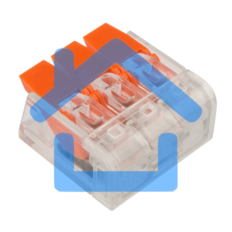 Клемма соединительная рычажковая компактная Rexant 3-проводная, прозрачная, 0.14-4 мм² (20 шт./уп.)