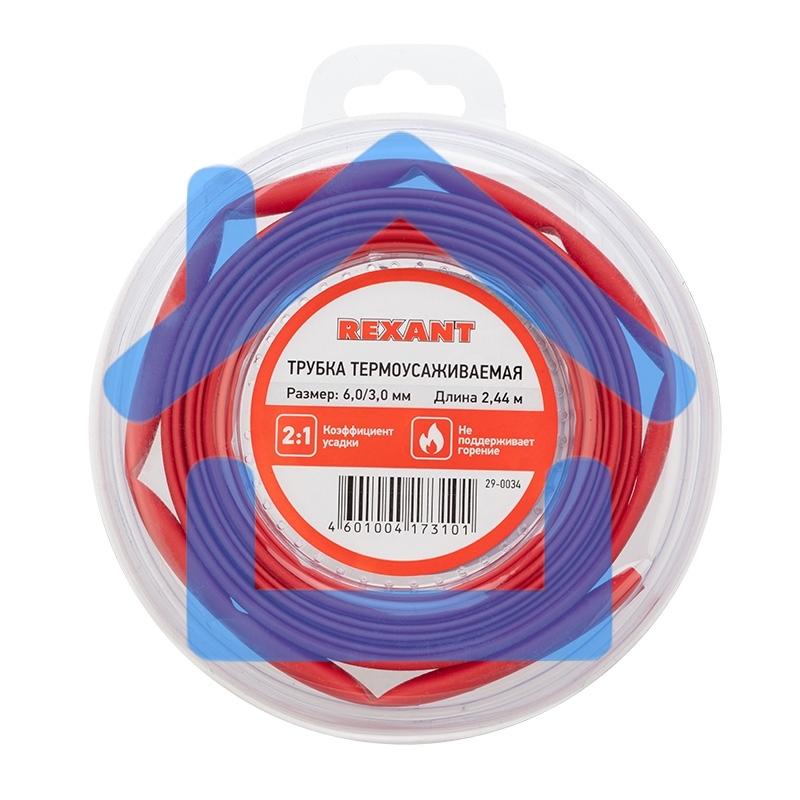 Трубка термоусаживаемая 6.0/3.0мм красн. ролик 2.44м Rexant 29-0034