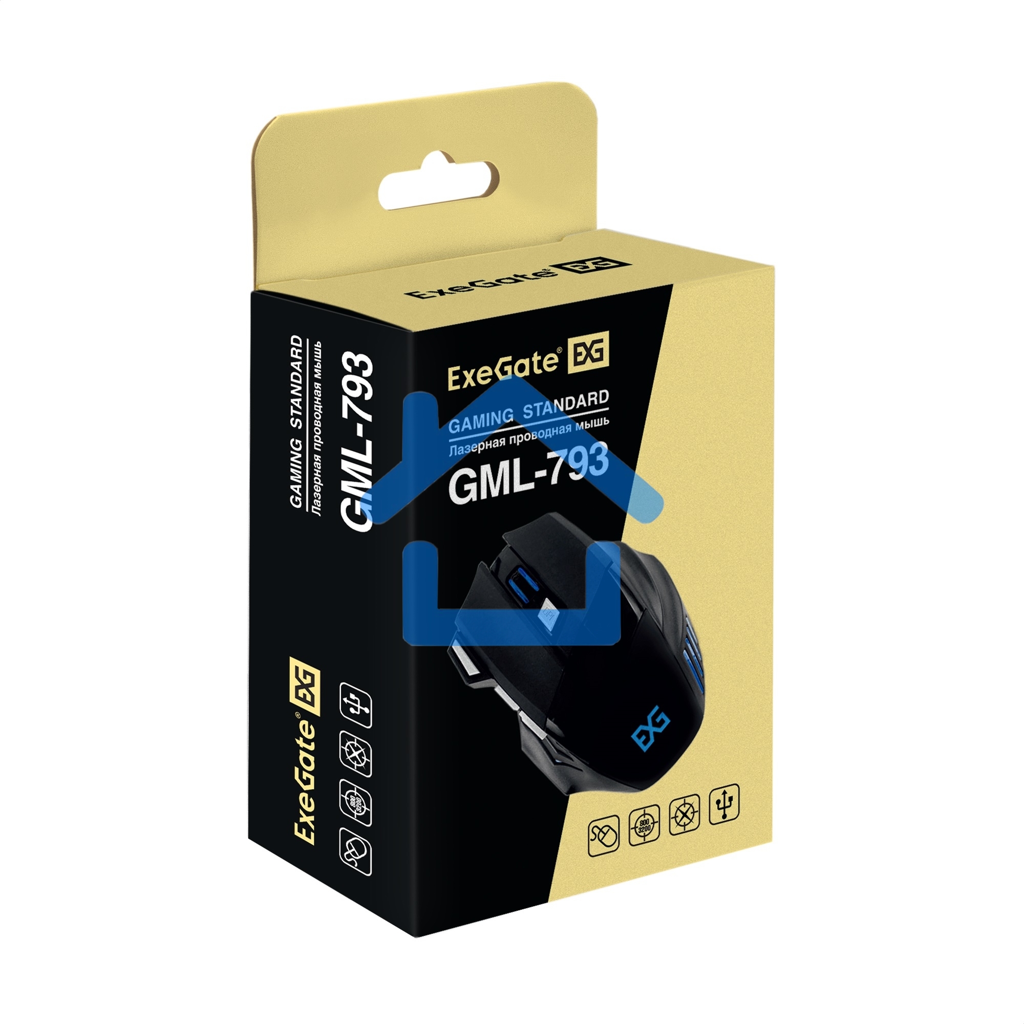 Мышь проводная ExeGate Gaming Standard Laser GML-793 черный, 3200 dpi, USB, кнопки - 7