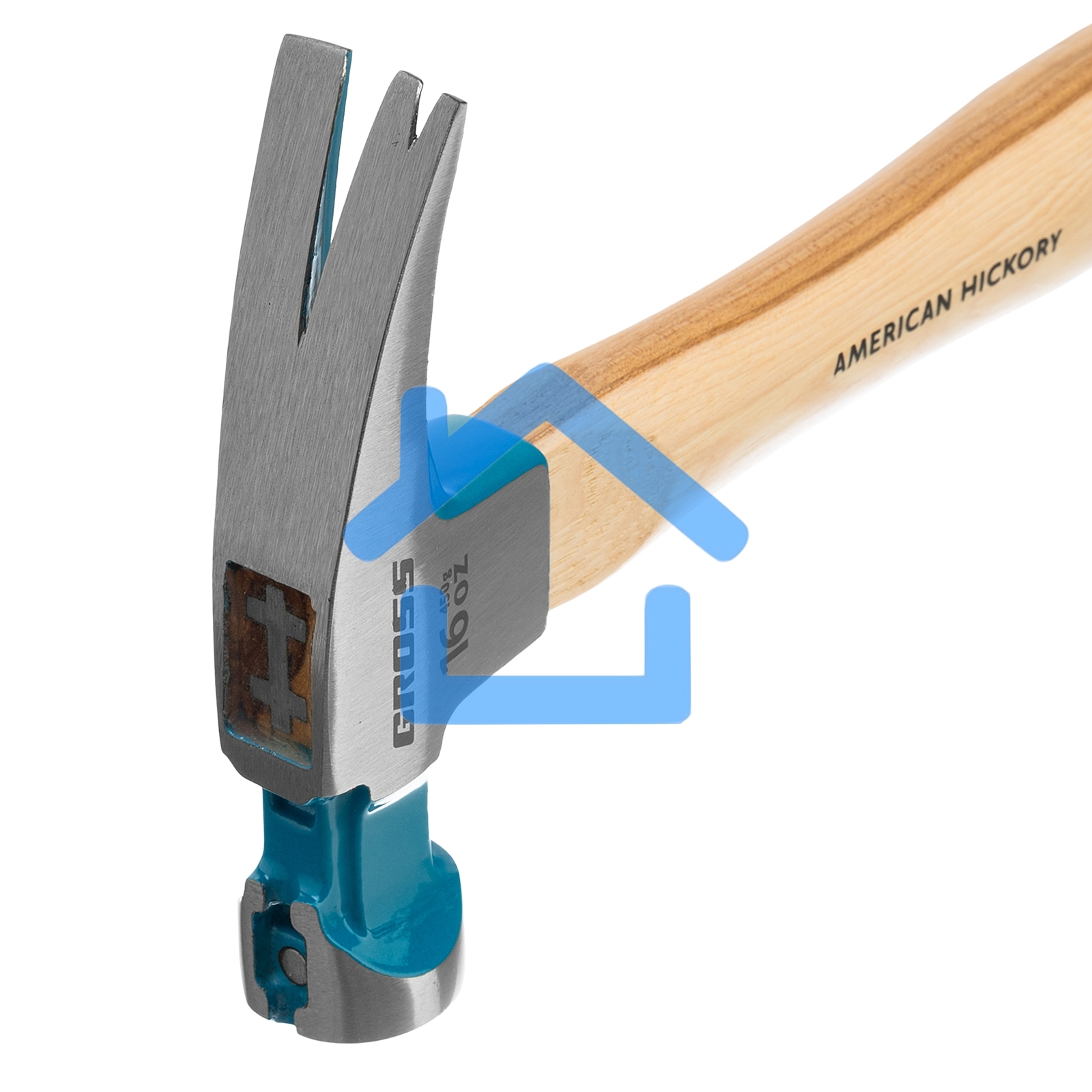 Молоток-гвоздодер GROSS American hickory 450г, угол 75, магнит, обрезиненная рукоятка 10418
