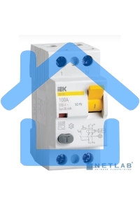 Выключатель дифференциального тока (УЗО) 2п 63А 100мА тип ACS ВД1-63 ИЭК MDV12-2-063-100