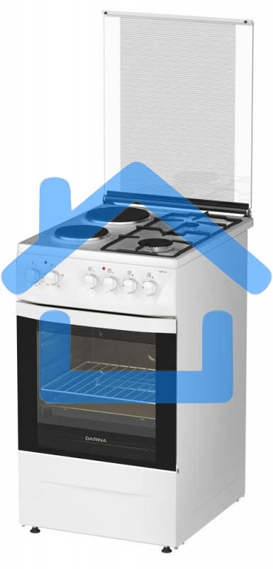 Плита комбинированная Darina 1D KM 241 337 W белый/черный, конфорок 4 шт, духовка 50 л, 50 см x 85 см x 60 см