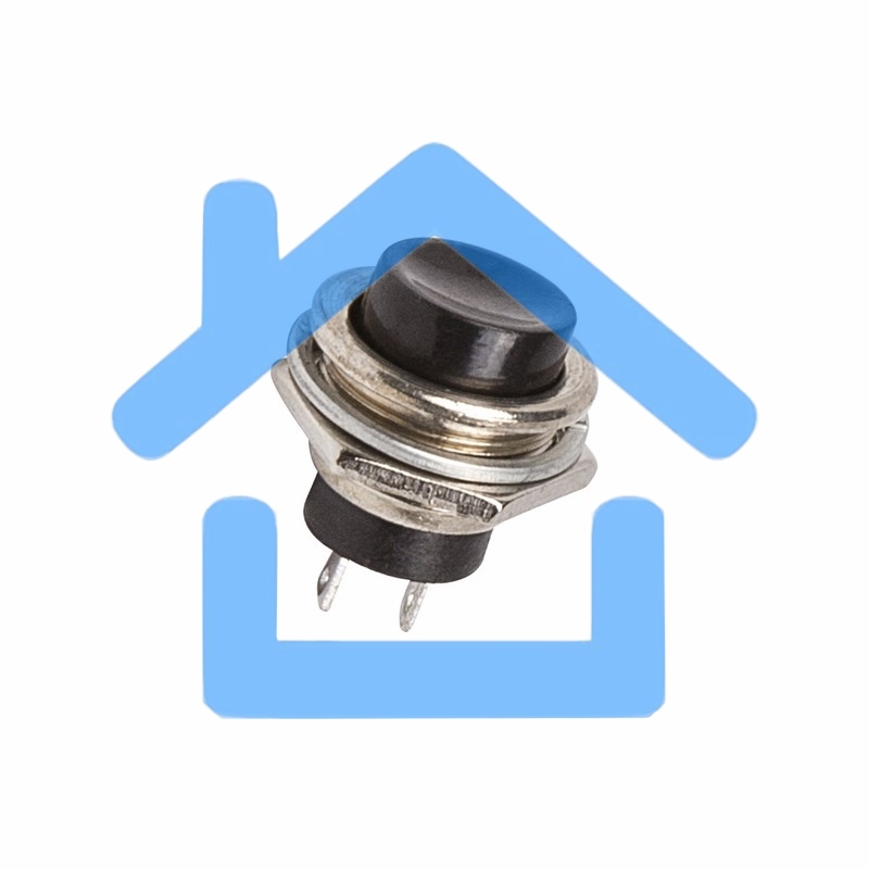 Выключатель-кнопка металл 250V 2А (2с) (ON)-OFF Ø16.2 черная Rexant