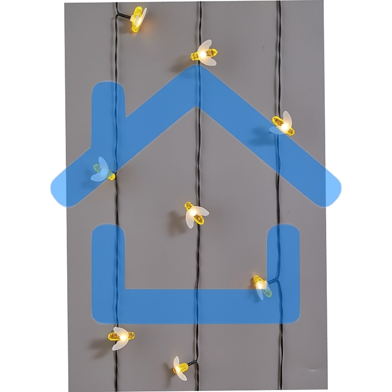 Каскад Lamper Янтарные Пчелы LED 10 м с выносной солнечной панелью 2 м и аккумулятором, IP65, теплое белое свечение
