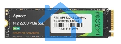 Накопитель SSD Apacer AS2280P4U, 512Gb, PCIe 3.0 x4, M.2 2280, NVMe, R/W 3500/2300
