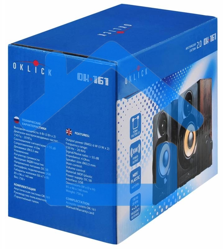 Акустическая система Oklick OK-161 2.0 темное дерево 6Вт