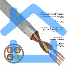 Кабель огнестойкий Rexant КПСЭнг(А)-FRLSLTx 2x2x0,50 мм², бухта 200 м