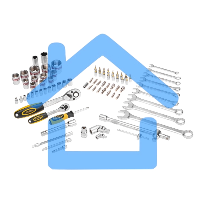 Набор инструментов KRANZ 1/2, 1/4, CrV, пластиковый кейс, 82 предмета