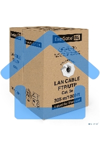 Кабель ExeGate FTP 4 пары кат.5e медь, 24AWG, экран, бухта 305м, серый, PVC