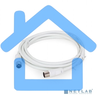 Кабель телевизионный Cablexpert, CCV-515-W-5M, Coaxial M/F, белый, 5м