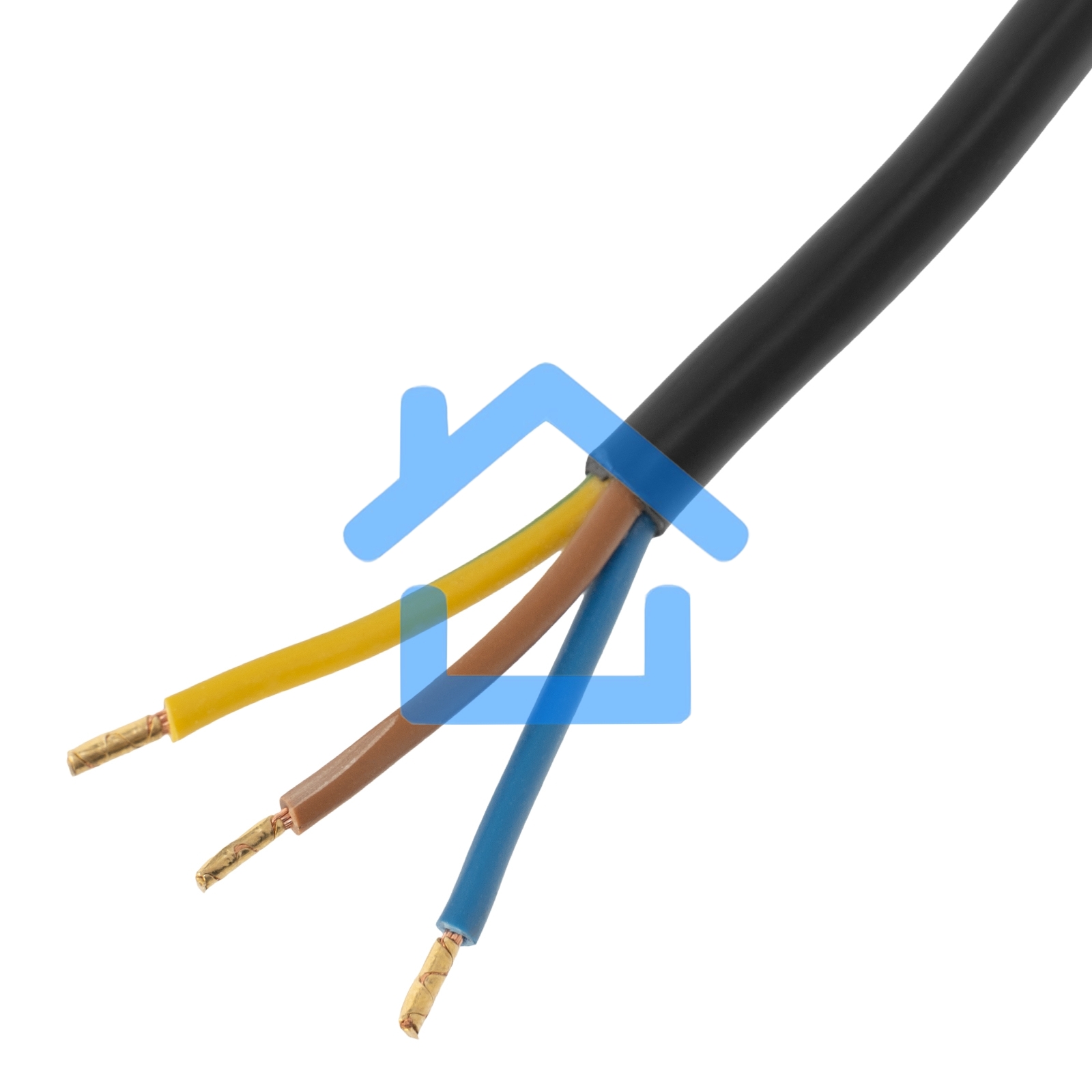 Шнур сетевой Energy Series, ПВС, 1,5 м, 3х1 мм, с неразборной вилкой, черный Denzel