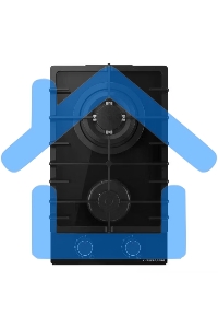 Газовая варочная панель Kuppersberg FG 36 B газ, High-Tech, 30 см, автоматический электроподжиг, газ-контроль, форсунки под сжиженый газ, SABAF конфорки, чугунные решетки, цвет черный, цвет фурнитуры черный