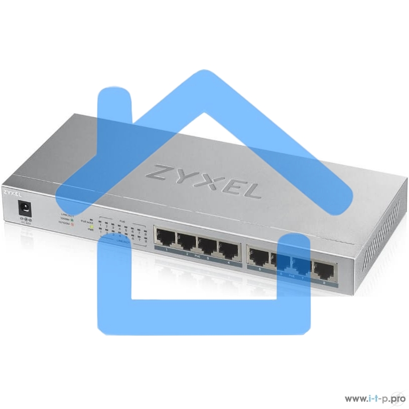 Коммутатор Zyxel GS1008HP Switch PoE +, 8xGE PoE +, tabletop, metal, silent, budget PoE 60 W