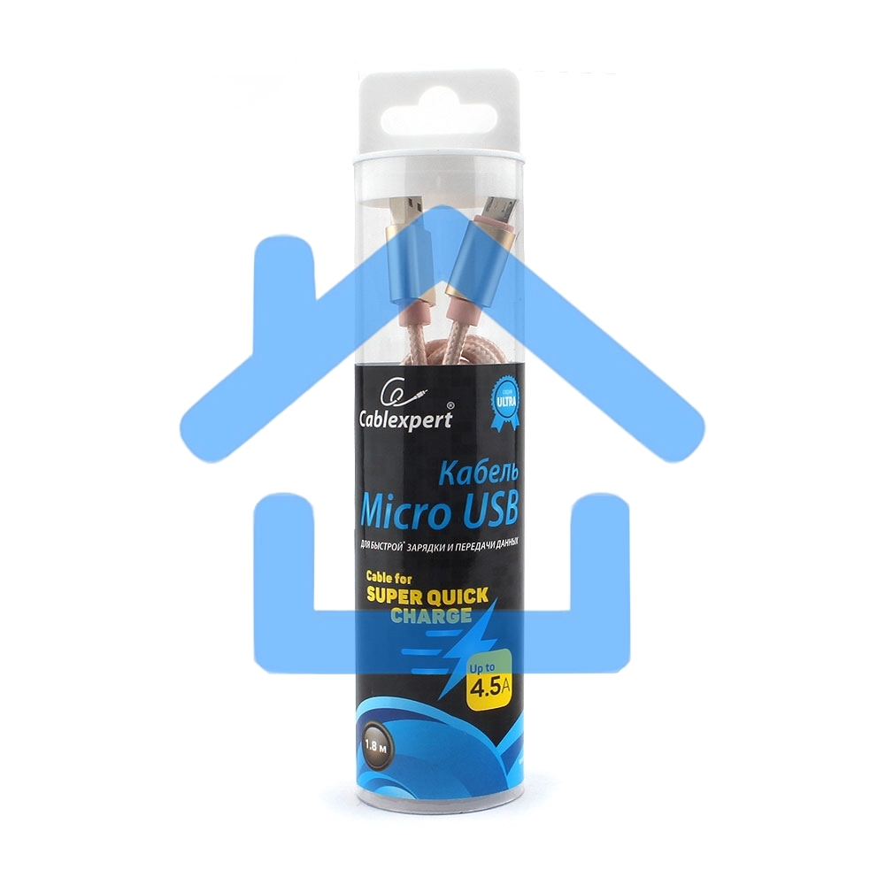 Кабель USB 2.0 Cablexpert CC-U-mUSB01Gd-1.8M, AM/microB, серия Ultra, длина 1.8м, золотой, блистер