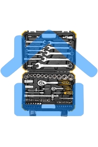 Набор инструментов KRANZ 1/2, 1/4, CrV, пластиковый кейс, 82 предмета