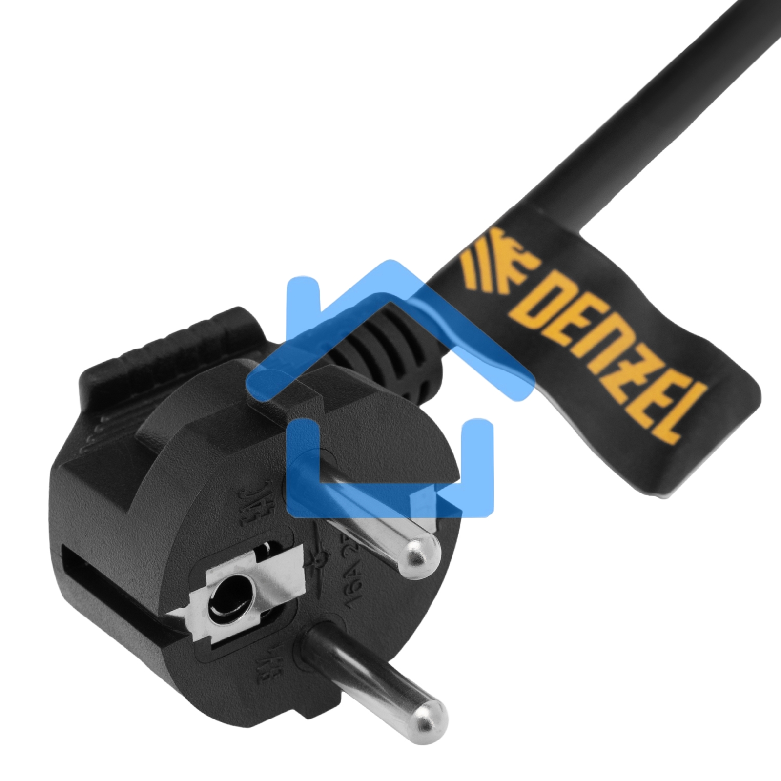 Шнур сетевой Energy Series, ПВС, 1,5 м, 3х1 мм, с неразборной вилкой, черный Denzel