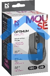 Мышь проводная Defender Optimum MB-270 черный, 1200 dpi, USB, кнопки - 3