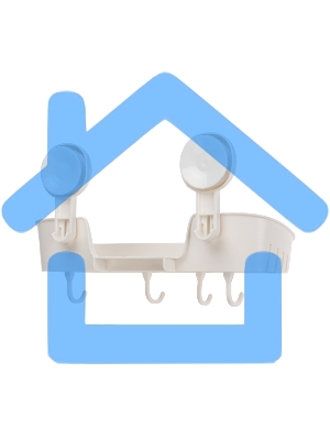 Полка для ванной и кухни HALSA HLS-F-107W с крючками на вакуумной присоске