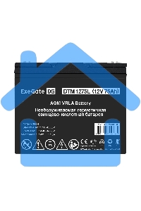 Аккумуляторная батарея ExeGate DTM 1275L (12V 75Ah, болт М6)