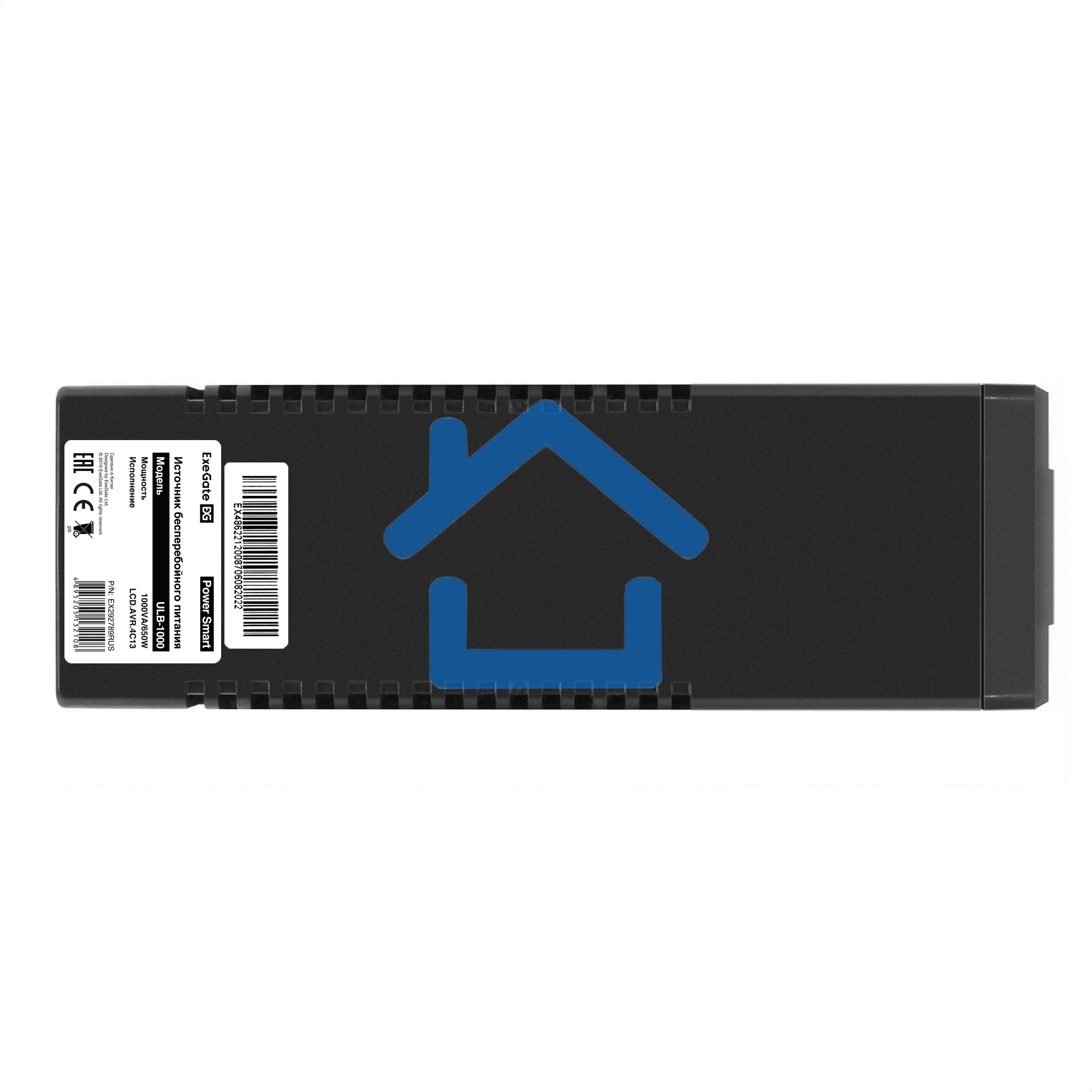 Источник бесперебойного питания ExeGate Power Smart ULB-1000.LCD.AVR.4C13 1000VA/550W, LCD, AVR, 4*C13, черный