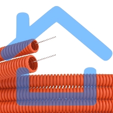 Труба гофрированная ПНД d25мм с протяж. оранж. (уп.50м) ДКС 71925