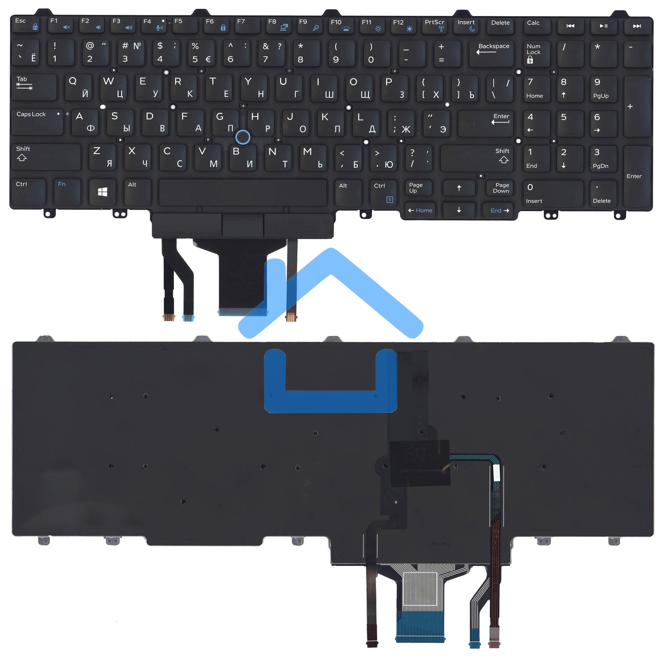 Клавиатура для ноутбука Dell Latitude E5550 E5570 черная без рамки с подсветкой (гор. Enter)