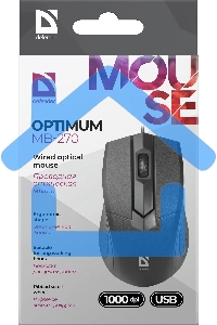 Мышь проводная Defender Optimum MB-270 черный, 1200 dpi, USB, кнопки - 3