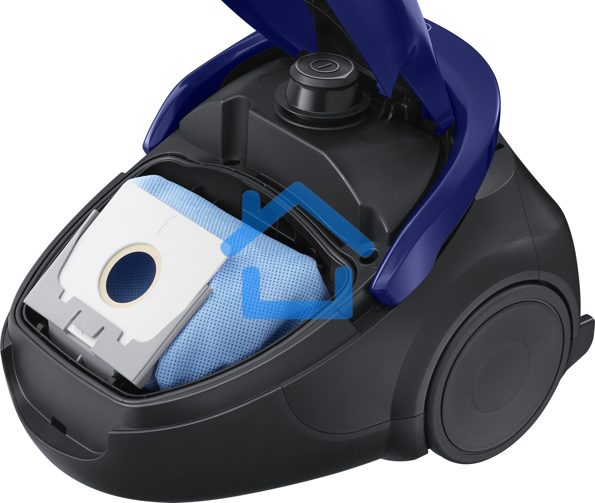 Пылесос Samsung VC20M251AWB синий, 460/2000 Вт, уборка сухая, пылесборник мешок 2.5 л