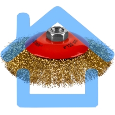 Щетка коническая для УШМ, витая стальная латунированная проволока 0,3 мм, d=125 мм, MIRAX 35143-125 Щетка коническая для УШМ, витая стальная латунированная проволока 0,3 мм, d=125 мм, MIRAX 35143-125