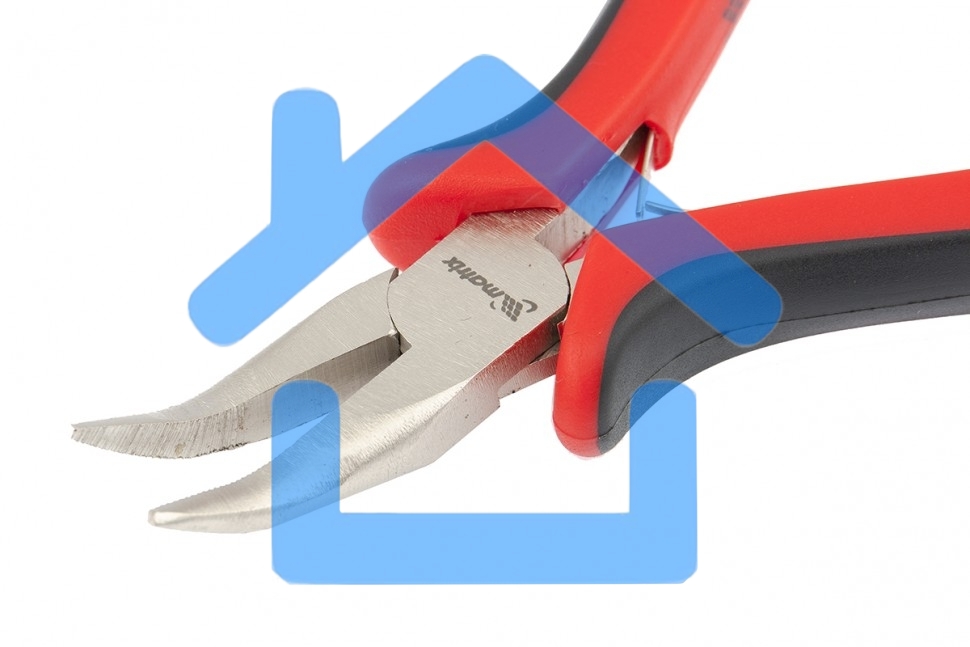 Длинногубцы Matrix Mini, 130 мм, никелированные, изогнутые, авторазжим, двухкомпонентные рукоятки