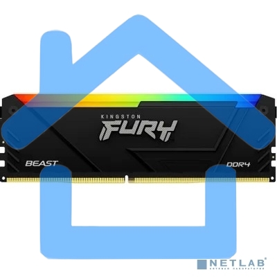 Оперативная память Kingston Fury Beast, DDR4, 16Gb (1x16Gb), 3200MHz, CL16, DIMM, радиатор, RGB, черный