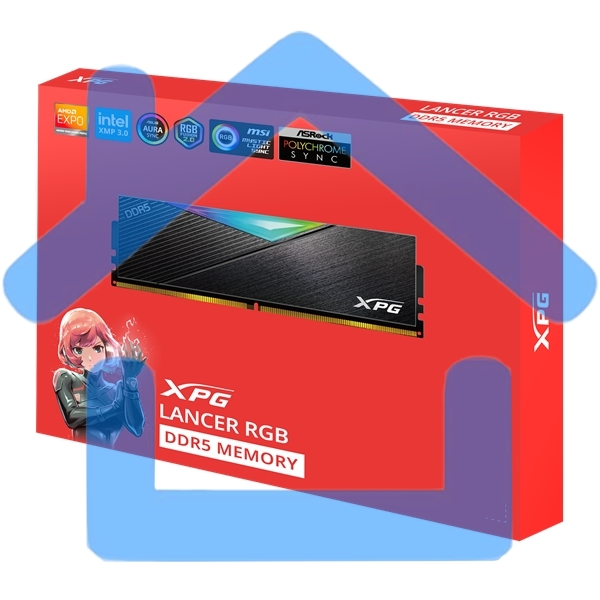 Оперативная память XPG Lancer, DDR5, 32Gb (2x16Gb), 5200MHz, CL38, DIMM, с радиаторами, RGb черный