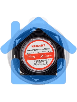 Трубка термоусаживаемая 6,0/3,0 мм черная, ролик 2,44 м Rexant