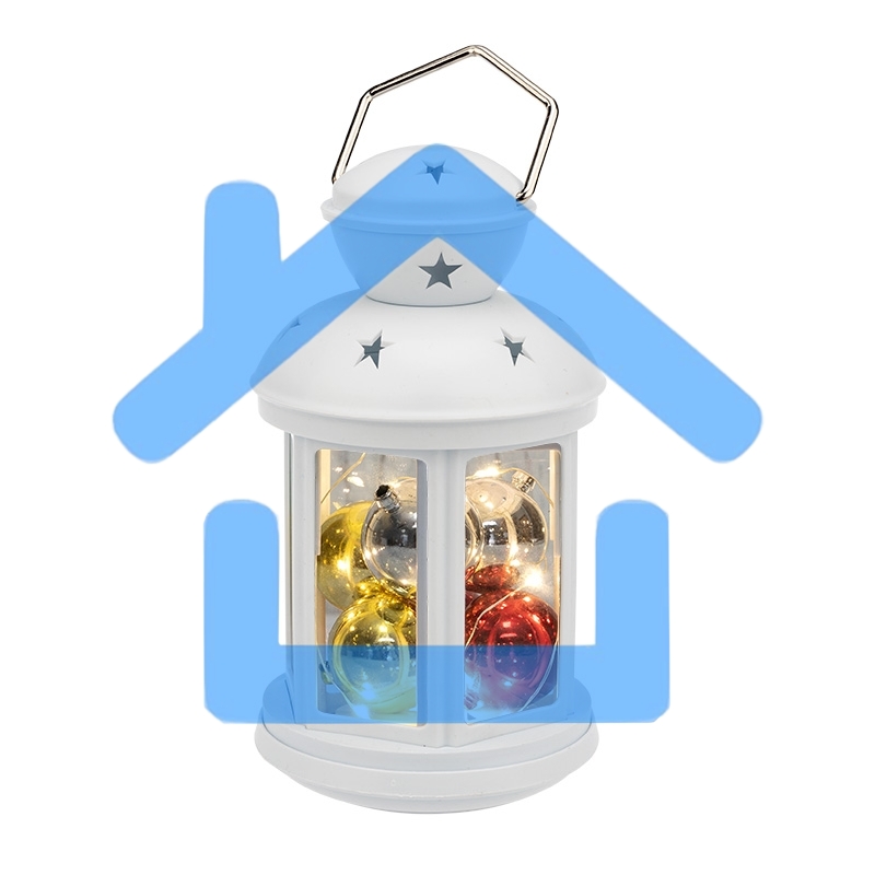 Декоративный фонарь с шариками 12х12х20,6 см, белый корпус, теплый белый цвет свечения Neon-night