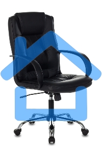 Кресло руководителя Бюрократ T-800N/BLACK черный, кожа, крестовина хром