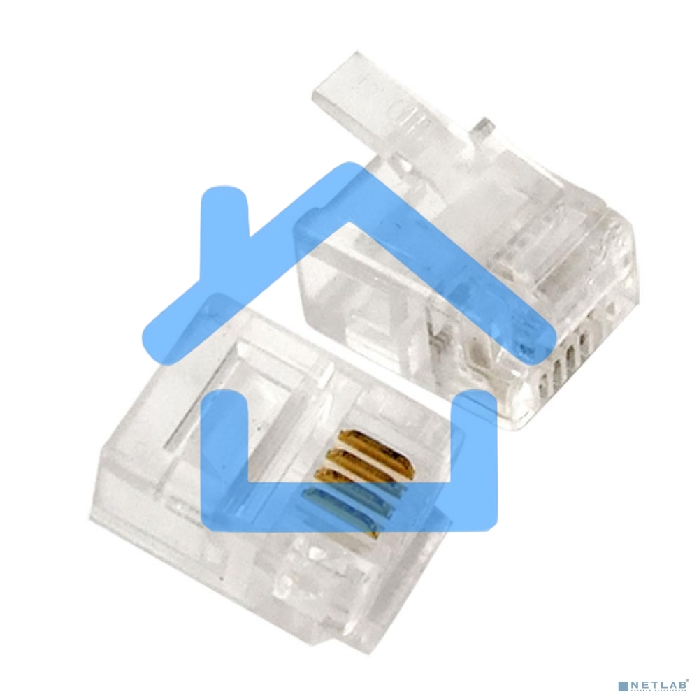 Коннектор ExeGate PL11-4P4C-100 RJ-11 телефонный разъем (4P4C), золотое напыление (100шт)