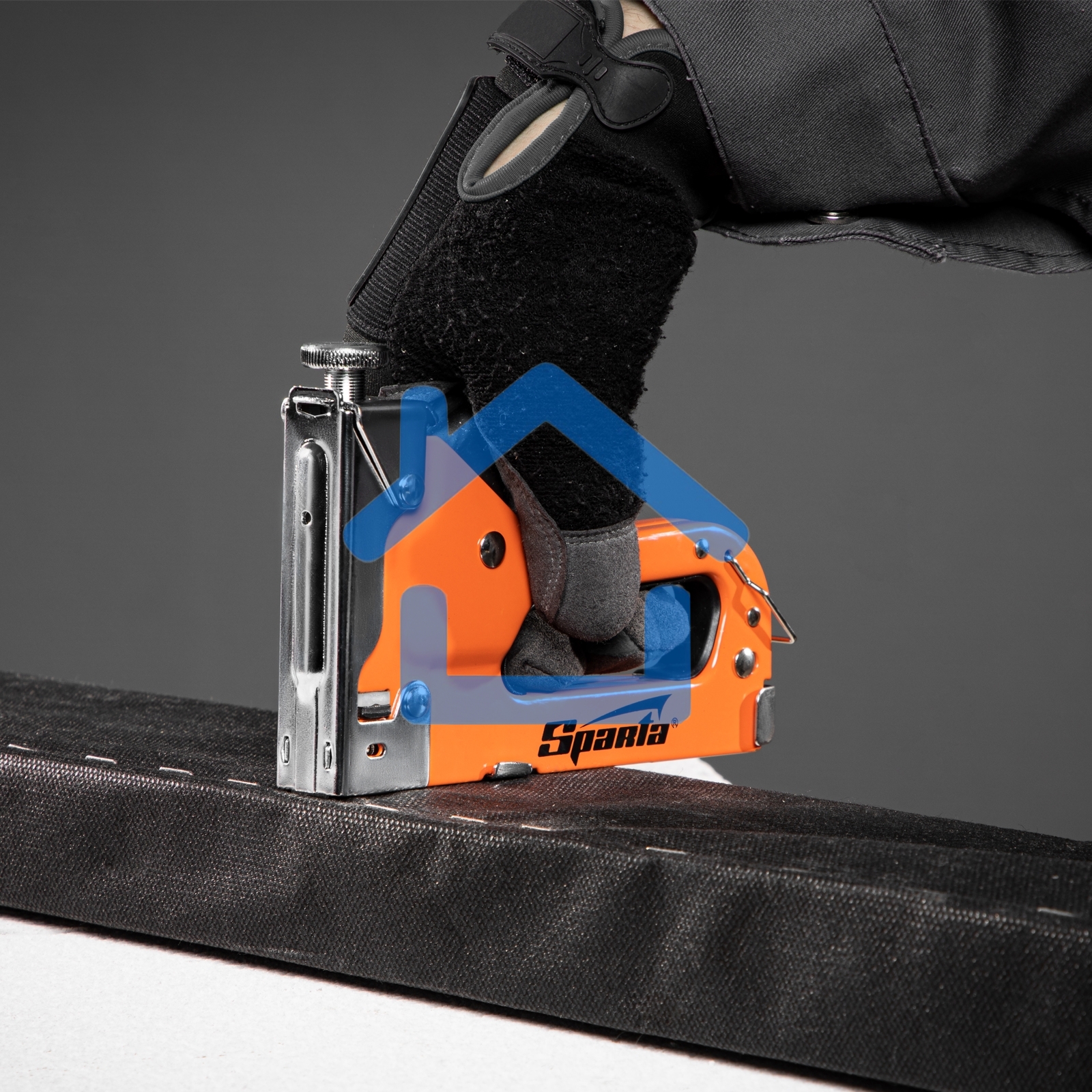 Набор: степлер мебельный регулируемый, скобы 500 шт, рулетка 2м., тип скобы 53, 4-14 мм Sparta