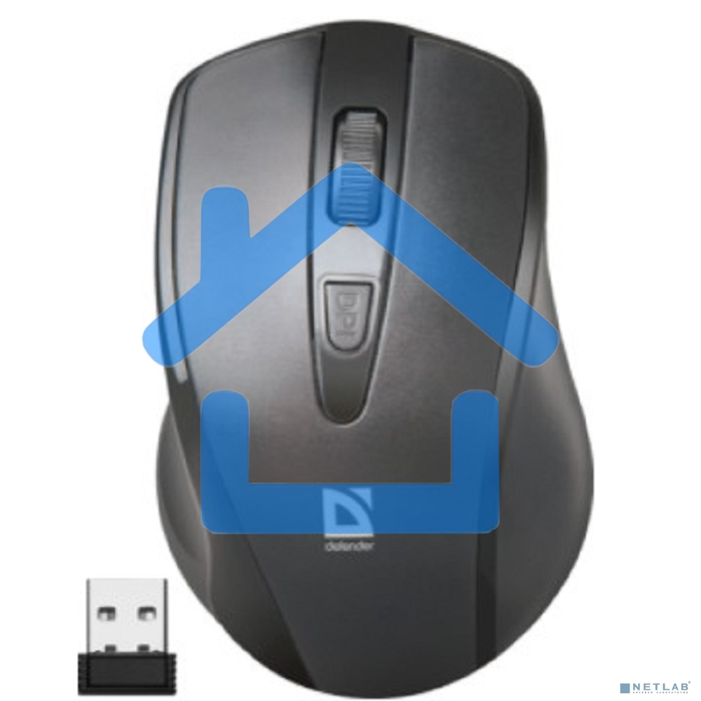 Мышь беспроводная Defender Datum MM-265 черный, 1600 dpi, радиоканал, USB, кнопки - 4