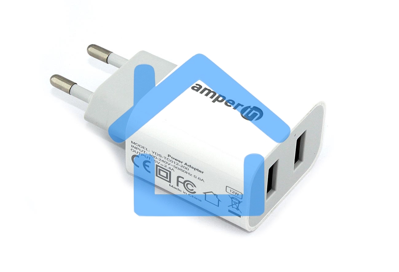 Блок питания (сетевой адаптер) Amperin 5V/2.4A 2USB (YDS-TC012-200)