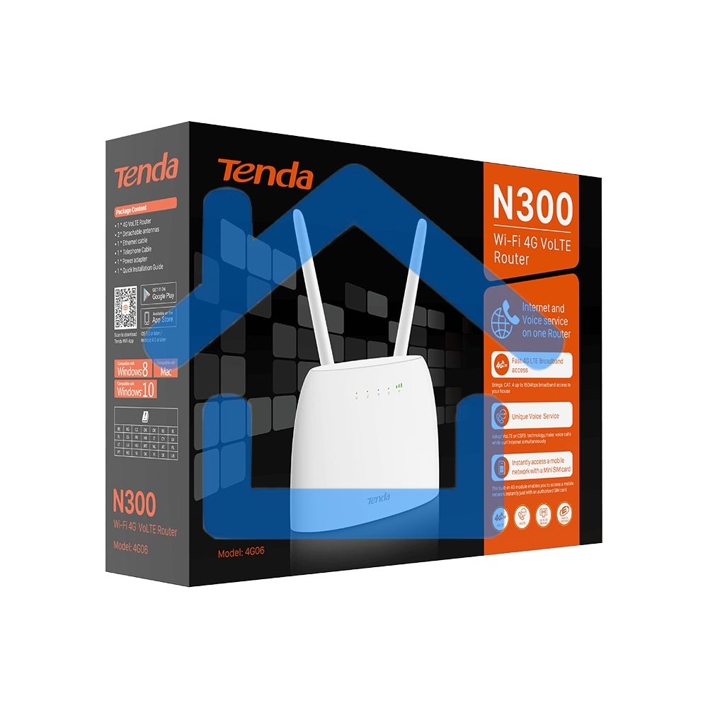 Роутер Tenda 4G06, 4G LTE и 4G VoLTE wiFi