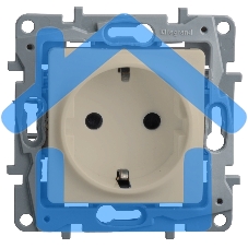 Розетка 2К+З, на винтах, защ. шт., сл. кость ETIKA 