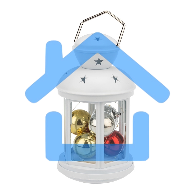 Декоративный фонарь с шариками 12х12х20,6 см, белый корпус, теплый белый цвет свечения Neon-night