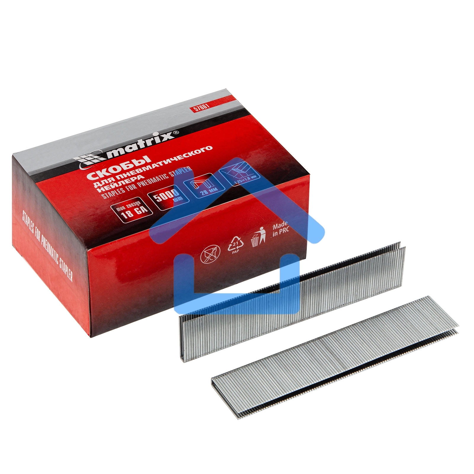 Скобы MATRIX 18GA для пнев, степлера 5000 шт 57661